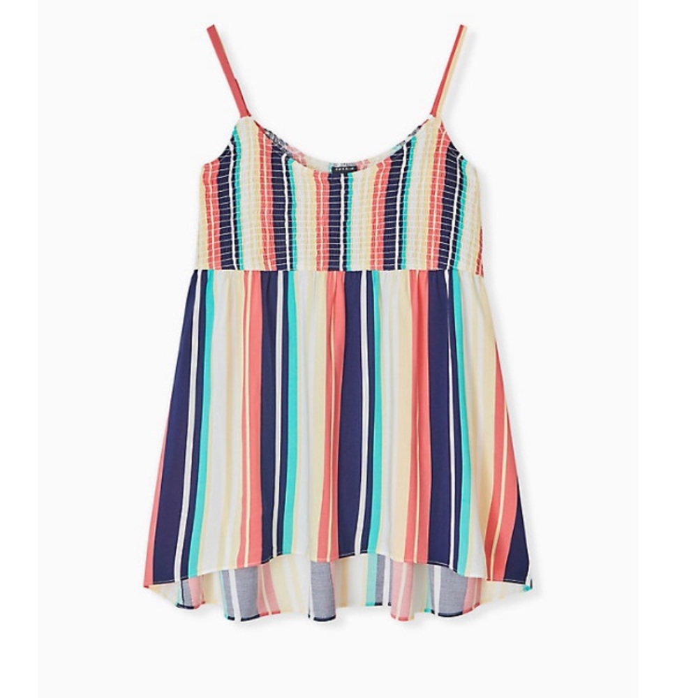 Torrid Rainbow Striped Smocked Tunic Cami Tank